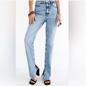Zara Full Length Split Slit Hem Slim Jeans